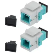 2x SC UPC Fiber Optic Simplex Multi Mode Keystone Jack Coupler Snap In OM3 Aqua