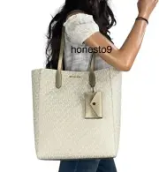 MICHAEL KORS VINCENT LARGE SHOULDER TOTE BAG WITH CARD WALLET MK PALE GOLD MULTI