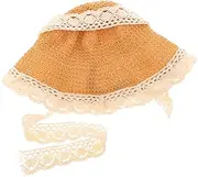 [Yardenfun] Uv Blocking for Girls Wide Brim Beach Sun Hat with Lace Comfortable for Summer Travel Beige