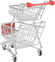 Toyvian Mini Shopping Cart Model Supermarket Trolley for Play Home Decoration Creative Desktop Organizer for Snacks and Accessories