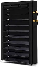 TooToo 10 Tier Shoe Rack Portable Storage Cabinet Organiser Wardrobe Black Cover (Black)
