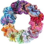 12 Pcs Scrunchies for Women, Cute Bulk Hair Scrunchie, Shiny Metallic Elastic Hair Bands, Girls Hair Accessories for Ponytail Holder, Colorful Hair Scrunchies for Girls Party Favors