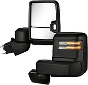 Towing Mirror for 2019-2022 Silverado 1500- Sanooer Chevy 1500 tow mirror with Turn Signal Running Light Temp Sensor Puddle Lamp Power Glass Heated Pair Black Textured SA-BC6519-C1500