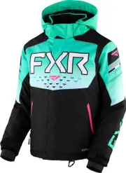 FXR Helium 2023 Youth Snowmobile Jacket, black-white-green, Size XS 32 42 Black White Green