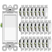 3 Way Light Switch Decor Rocker Paddle Wall On Off 15Amp 120/277V UL White 24PCS