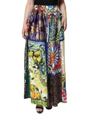 Dolce & Gabbana Multicolor Patchwork Sicily Long Maxi Women's Skirt Authentic