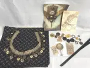 Junk journal Kathy Hall fabric buttons Charms Tassel Book Scarf scrapbooking