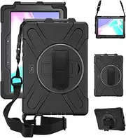 ZenRich Galaxy Tab Active Pro 10.1" Case, Galaxy Tab Active Pro 10.1" T540 Case with 360 Rotating Kickstand Hand Strap Shoulder Belt Shockproof Casefor Galaxy Tab Active Pro Tablet 2019, Black