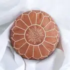 Unstuffed Boho Leather Footstool Pouffe Moroccan Ottoman Handmade