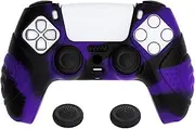 eXtremeRate PlayVital Guardian Edition Ergonomic Soft Anti-Slip Controller Silicone Case Cover for ps5, Rubber Protector Skins with Black Joystick Caps for ps5 Controller - Purple & Black