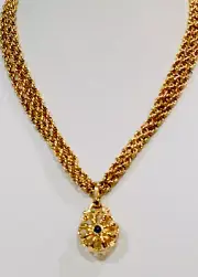 Vintage 1980s-90s 3Strand Reversible Lucite Cabochon Basket Pendant Necklace 17”