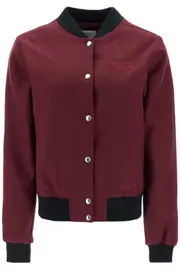 [MAISON KITSUNE] MAISON KITSUNE men's bordeaux wool teddy jacket with fox embroidery S Red