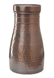 Antique Copper Carafe Water Jar Hand Hammered Ayurveda Pot Vessel Container 34oz