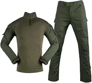 [Generic] Tactical frog suit camouflage suit set battle, 1/4 zipper long sleeved shirt and work pants, camouflage pattern