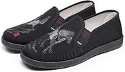 [GHAKKE] Old Beijing Shoes Chinese Traditional Kung Fu Tai Chi Shoes Casual Embroidered Loafers Men and Women Sports Shoes Martial Arts Foot Protection Equipment(A,6)