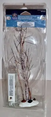 2005 Lemax Carol Towne "Lighted Glazed Hickey Tree" Crystal Blue, Retired