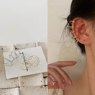 【Oni 歐妮】多層圓圈 不對稱耳骨夾式耳環無耳洞耳扣耳夾耳窩夾(1個入)