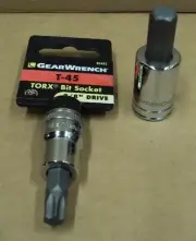 Lot/2 GEARWRENCH Torx Bit T-45 Socket 3/8" Dr 80452 ~ HEX BIT 3/8" Dr 80421