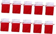 VILLFUL 10pcs Christmas Velvet Drawstring Present Bags Adorable Treat Bags for Cookies Candy and Christmas Party Favor Storage