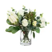 Glamorous Fusion Protea & Rose Mixed Artificial Fake Plant Decorative Arrangeme