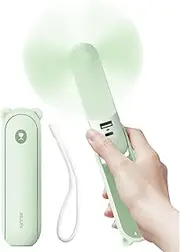 JISULIFE Handheld Fan with 4500 mAh Powerbank Max 46 Hours Runtime, Pocket Fan Portable Battery Operated or USB Powered Folding Personal Fan,3 Speeds, for Women Men Kids for Festival-Green