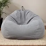 Portable Lazy Beanbag Chair Sofa Set Living Room Decor Furniture Bean Bag Chair Single Fabric Sofa Balcony Bedroom Tatami Chair(Grey)
