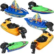 SHINEOFI Kids Boat Toys, 6pcs Bath Toy Boat, Yacht Toy, Funny Bath Toys, Bathtub Toys, Summer Pool Toys, Birthday Party Favors Prizes Goodie Bags Treasure Box