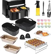 Hot Air Fryer Accessories for Tefal Ey9018 Dual Easy Fry 5.2/3.1 L, Including Silicone Baking Mould, Grill Rack, Oil Spray Bottle, Cake Moulds, Bread Baking Moulds etc.