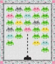 Quilt Kit - Invaders - 81" x 94" Gaming Zone Double Size Quilt - PINK Version