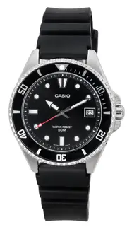 Casio Resin Strap Black Dial Analog Japan Mov't Quartz MDV-10-1A1 50M Mens Watch