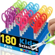 180Pack 5" Small School Student Blunt Kids Craft Scissors, Sharp Stainless Steel