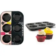 6 Slot Cupcake Muffin Baking Tray Non Stick Mini Cake Cookie Mold Bakware Tool