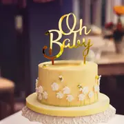 Acrylic Gold 'Oh Baby' Script Cake Topper