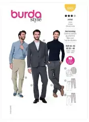 Burda Men Suit Jacket & Pull-on Pants Relax Suit Style Sew pattern 5955 Sz 36-46