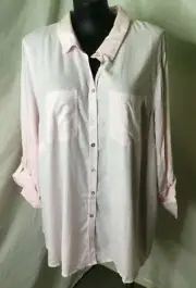 AUTOGRAPH SOFT PINK "LINEN" TAB LONG SLEEVE SHIRT TOP-SIZE 18 NEW REDUCED $