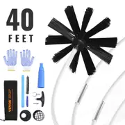12.2M Dryer Vent Cleaner Kit, 29 Pieces Duct Cleaning Brush, Reinforced Nylon Dryer Vent Brush with Complete Accessories, Dryer Cleaning Kit with Flexible Lint Trap Brush, Clamp