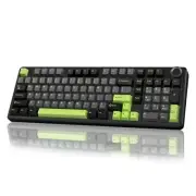 F99 Pro Wireless Mechanical Keyboard with Knob,Tri With Knob-Black&Grey&Green