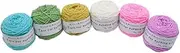 6 x 190g Balls of Assorted tufting Yarn,Colored Poly and Cotton Yarn,8ply Knitting Weaving Thread for tufting Gun and Punch Needle,5mm Crochet Hook Yarn for Carpet/Sweater/Scarf