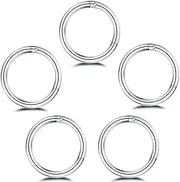 [NewZenro] 5Pcs Stainless Steel 16G 18G Sleeper Hoop Earrings for Women Men Boys Girls Septum Hinged Clicker Nose Lip Ring Helix Daith Cartilage Tragus Piercings Tiny Small Huggie Hoops Hypoallergenic Sensitive Ears Jewelry
