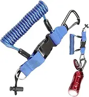 Scuba Diving Lanyard | Retractable Camera Lanyard,Heavy Duty Coil, Stainless Clips, Quick Release Buckle for