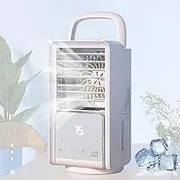 Table Cooling Fan With Mist Spray, Portable Spray Humidifying Fan with Carry Handle, Mini USB Rechargeable Fan, Small Humidification Desktop Touch Button Fan, Left and Right