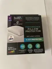 Sleep Charge Nanobionic King Size Pillow Protector/Case Soft Quiet Zippered New