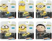 Hot Wheels Character Cars Minions The Rise of Gru - Complete Set of All 6 1:64 Scale Diecast Vehicles