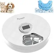Automatic Cat Feeder for Wet/Dry Food, Auto Pet Feeder with Stainless Steel Tray, 6 Meals Cat Food Dispenser with 2 Ice Packs for Cats & Small Dogs