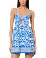Alice and Olivia Melvina Tie Front Gathered Dress