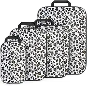 Sowgnaw 4PCS Leopard Packing Cubes for Travel, Lightweight Compression Travel Bags - Luggage Suitcase Organizer, Expandable, Zipper Closure