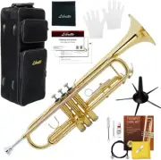 Gold Lacquer Bb Trumpet Set, Rose Brass Leadpipe, Standard for Beginner & Interm
