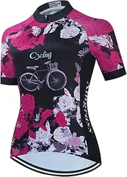 [TELEYI] Women's Cycling Jersey Short Sleeve Bike Jacket Biking Shirt Quick Dry Breathable Mountain Bike Clothing