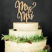 Cake Topper,Mr & Mrs Cake Topper Wedding Cake Toppers,Wooden Wedding Cake Toppers Cupcake Toppers Gifts for Anniversary Engagement Party Wedding Cake Decorations,Gold
