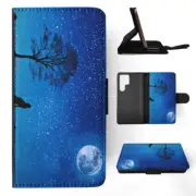 FLIP CASE FOR SAMSUNG GALAXY|DOG PUPPY CANINE MOONLIGHT HOWL
